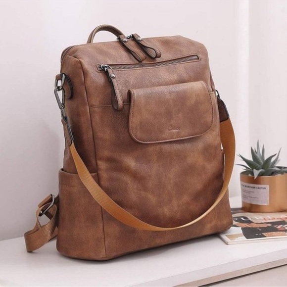 Backpack Leather Large Ladies Brown